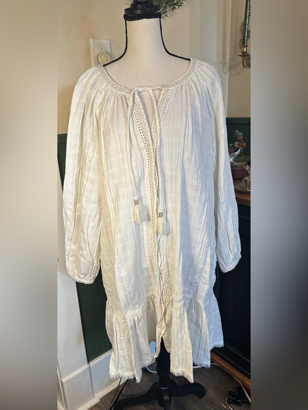 Tommy Bahama Mykonos Gauze Cover Up Dress White Sz Large Button Up Cotton